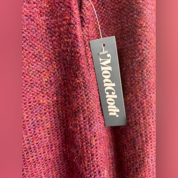 NEW ModCloth Playing It Cowl Metallic Tunic Oversize Wool Blend XS Burgundy 1299 - Picture 4 of 7